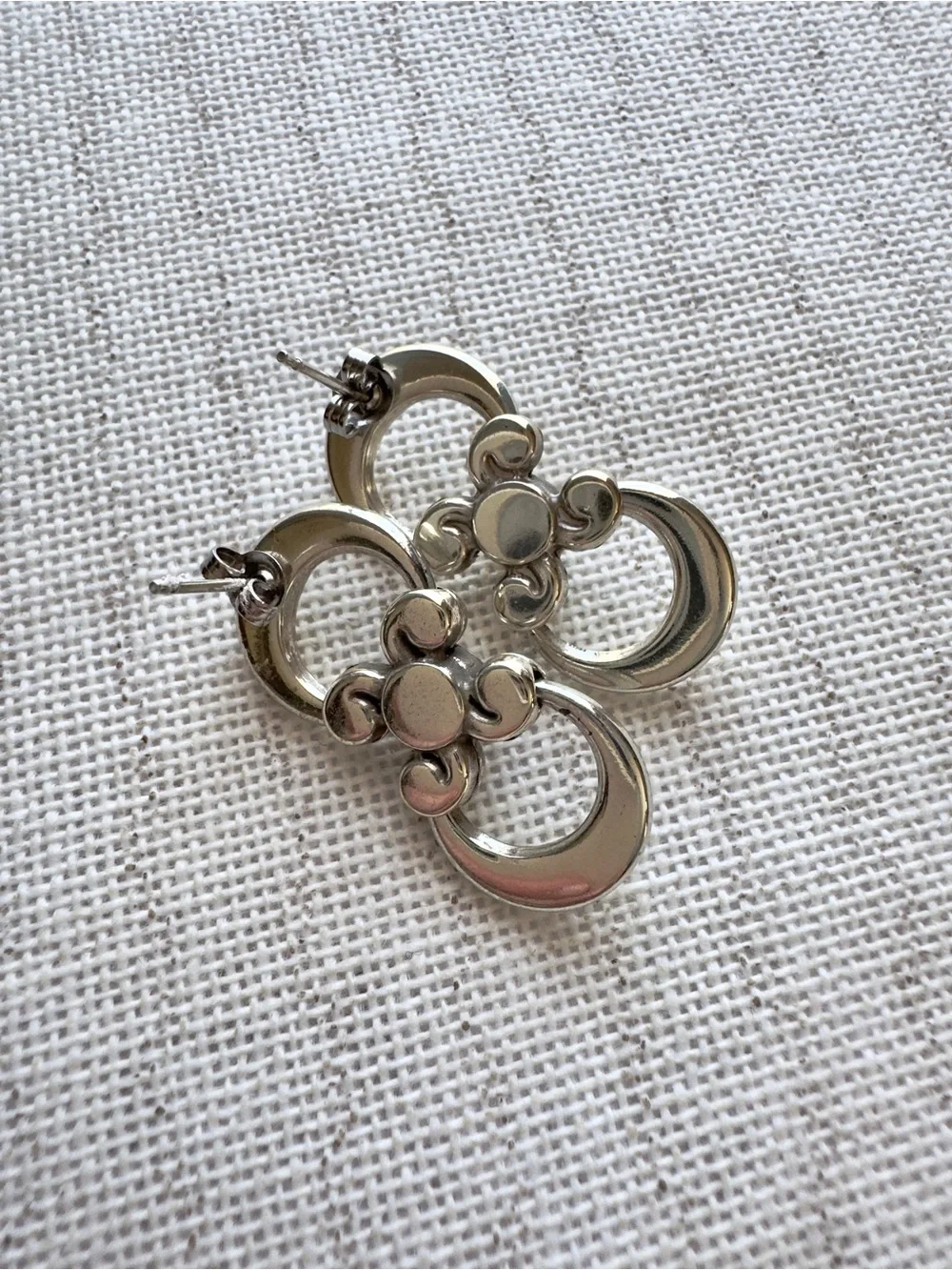 Brighton Taos Pearl Cross Post Drop Earrings